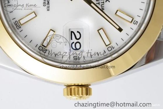 1:1 Polished SS DateJust Bezel 41 Dial Steel Edition on KING Bracelet White Jubilee VR3235 904L Best YG 0306